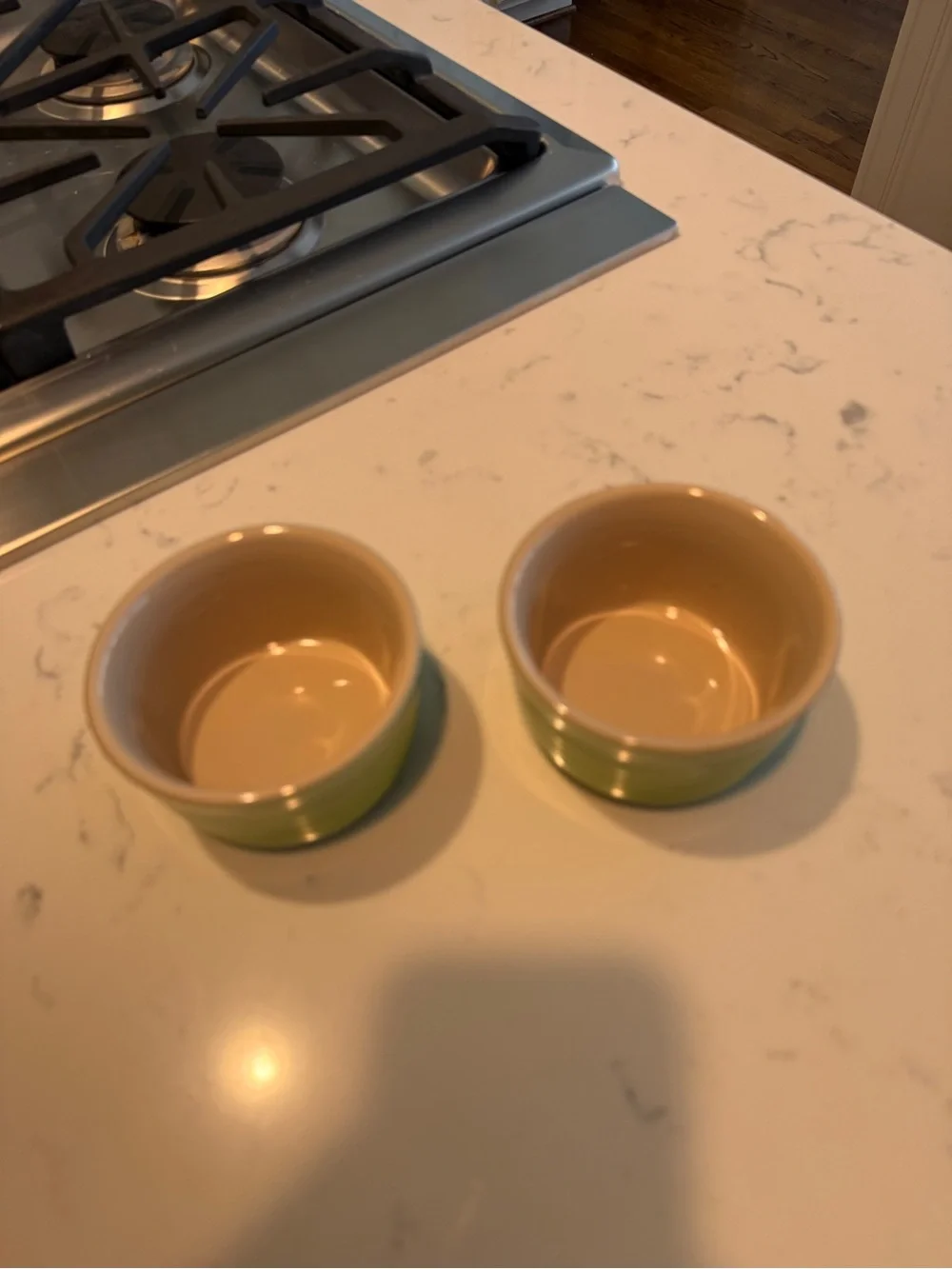 Le Creuset Green Stoneware Ramekins Set of 2 4” Mini Bowls